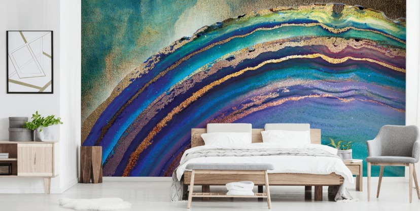 Rainbow Agate-eilandmuurschildering van Lara Skinner Rainbow Agate-eilandmuurschildering van Lara Skinner