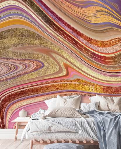 Pink Swirl Muurschildering van Lara Skinner