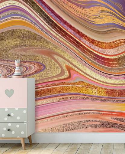 Rosa Swirl Mural av Lara Skinner