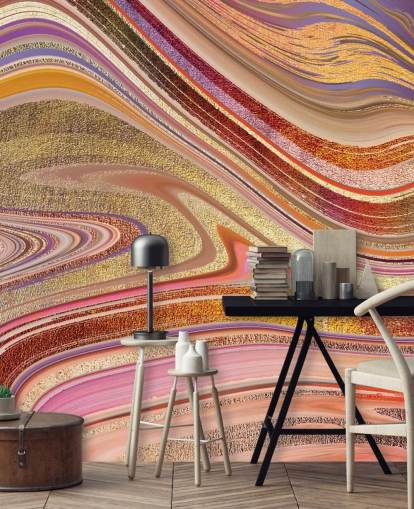 mural remolino rosa de Lara Skinner