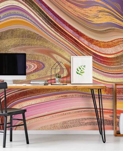 Pink Swirl Muurschildering van Lara Skinner