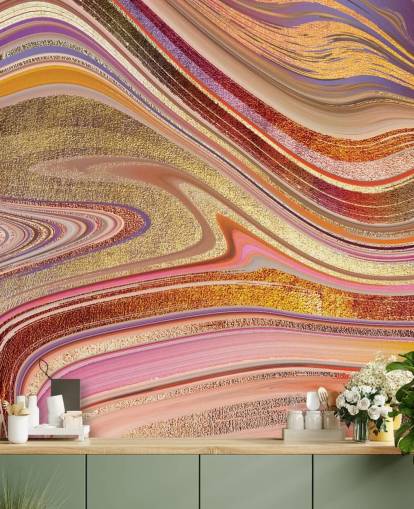 Pink Swirl Mural by Lara Skinner