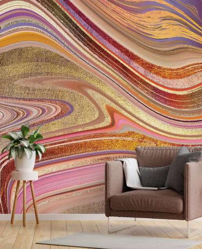 Pink Swirl Muurschildering van Lara Skinner