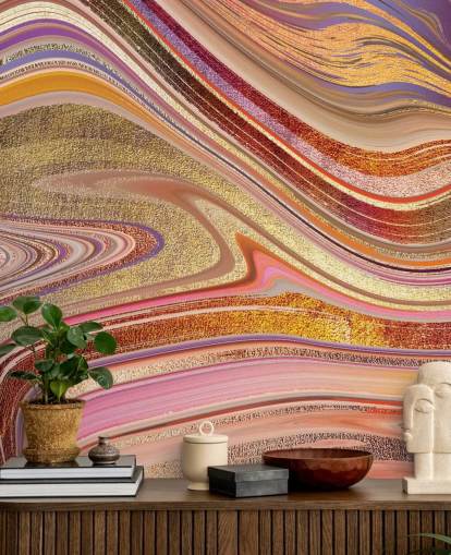 Rosa Swirl Mural av Lara Skinner