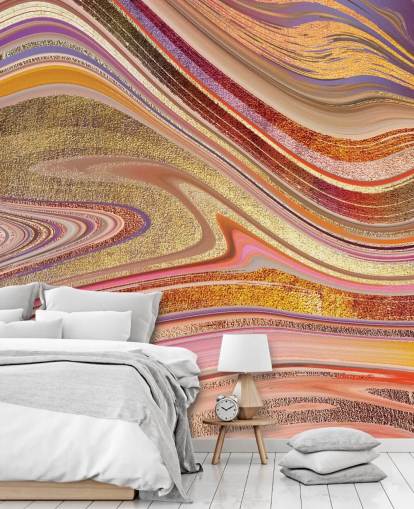 Rosa Swirl Mural av Lara Skinner