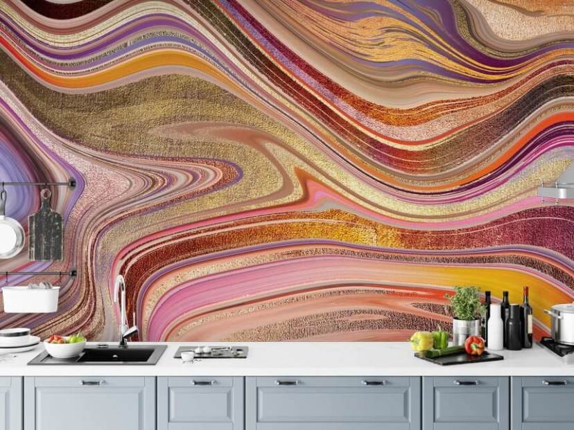 Pink Swirl Muurschildering van Lara Skinner Pink Swirl Muurschildering van Lara Skinner