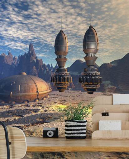 UFO Landing Sci Fi Baggrund