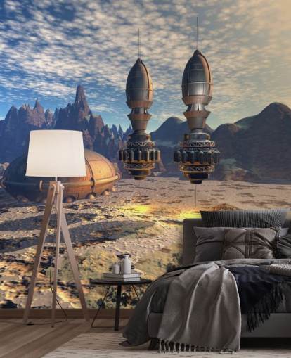 UFO Landing Sci-Fi-Tapete
