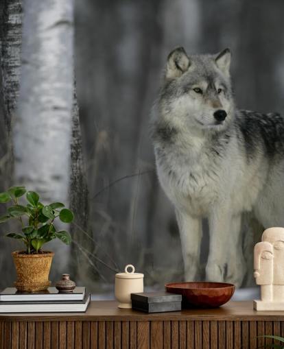 Mural de pared Lobo gris en madera Mural de pared Lobo gris en madera