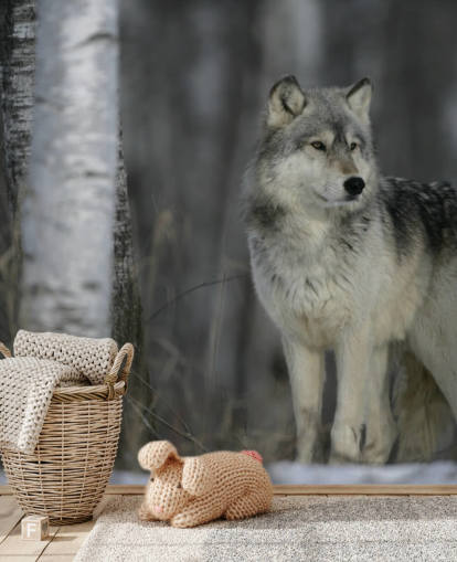 Mural de pared Lobo gris en madera