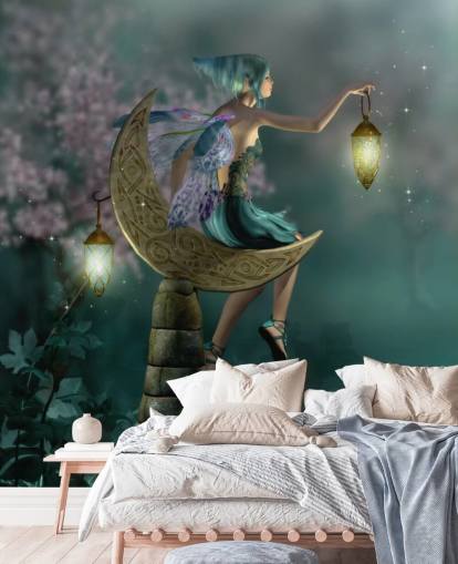 Papel de Parede Green Night Fairy Papel de Parede Green Night Fairy