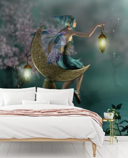 Papel Pintado Hada Noche Verde Papel Pintado Hada Noche Verde