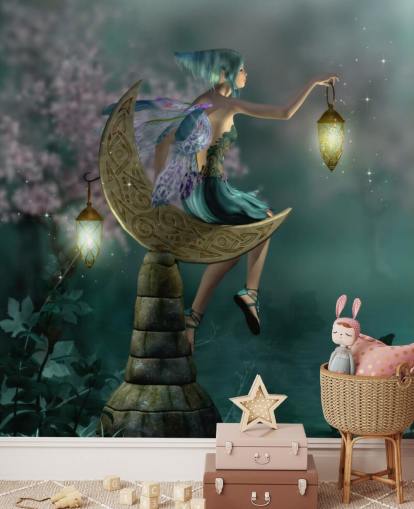 Grön natt Fairy Bakgrund