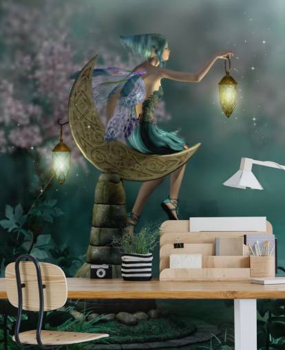 Papel Pintado Hada Noche Verde