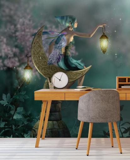 Papel Pintado Hada Noche Verde Papel Pintado Hada Noche Verde