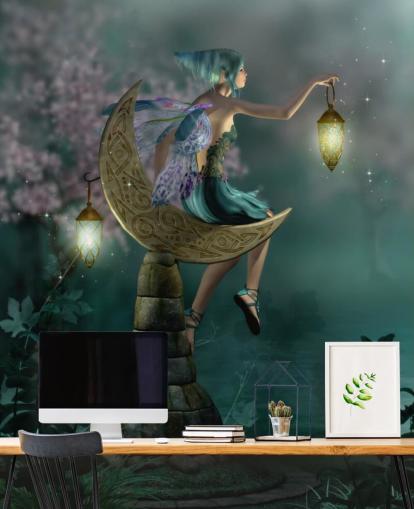 Grön natt Fairy Bakgrund