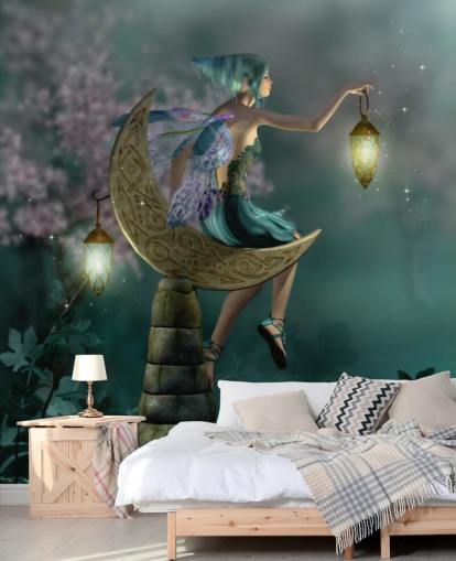 Grønn Natt Fairy Bakgrunn Grønn Natt Fairy Bakgrunn