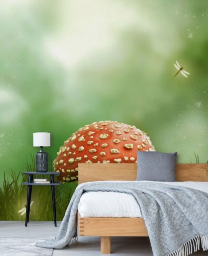 Red and White Toadstool Wallpaper