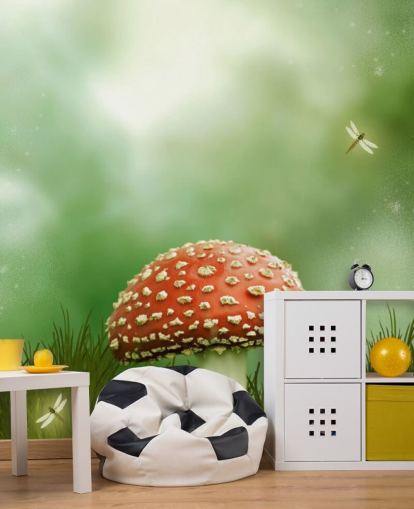 Red and White Toadstool Wallpaper