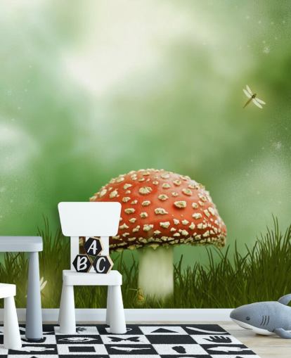 Red and White Toadstool Wallpaper