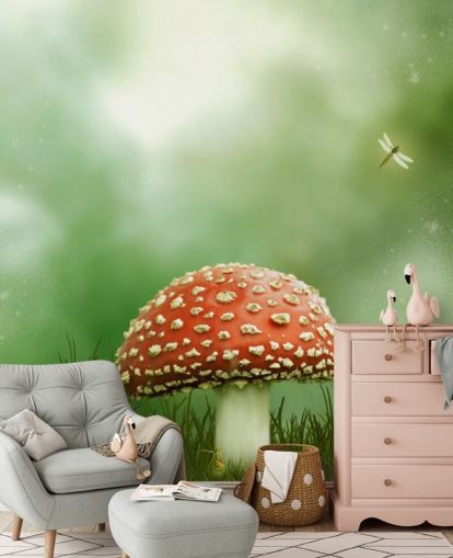 Rote und weiße Fliegenpilz-Tapete