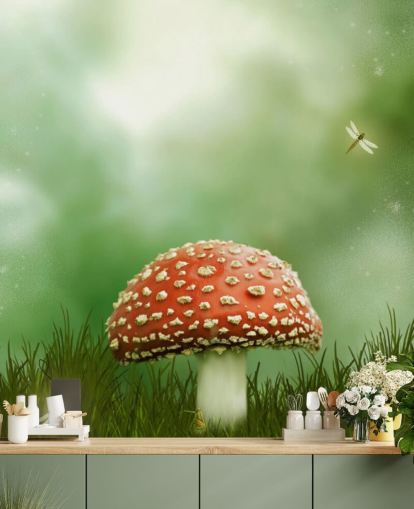 Red and White Toadstool Wallpaper