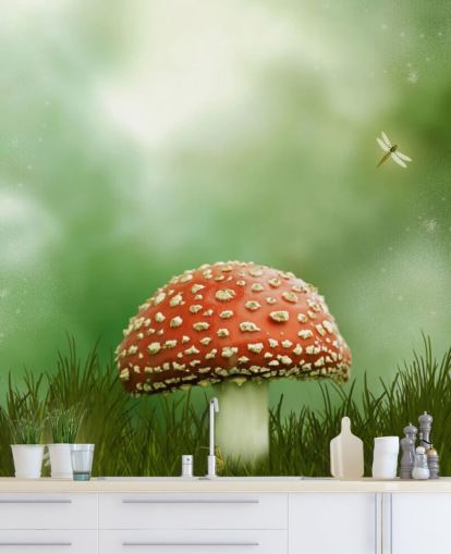 Carta da parati con toadstool rosso e bianco