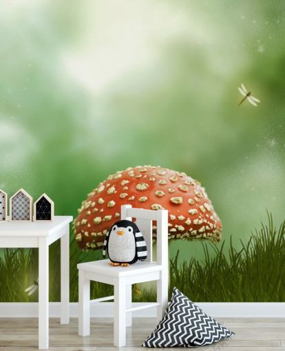 Papel pintado Toadstool rojo y blanco