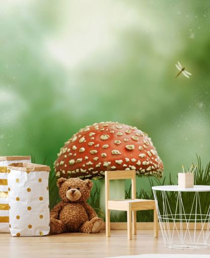 Red and White Toadstool Wallpaper