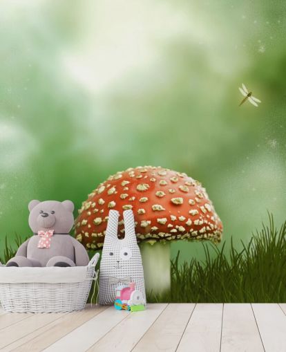 Red and White Toadstool Wallpaper