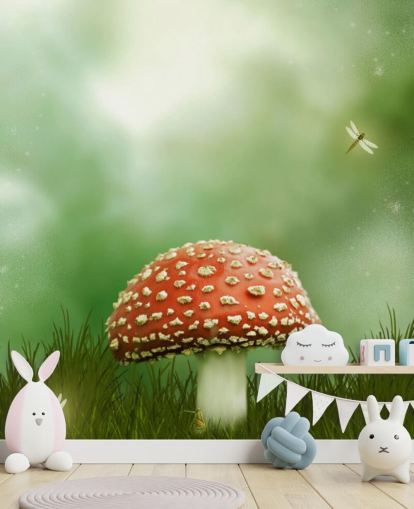 Red and White Toadstool Wallpaper