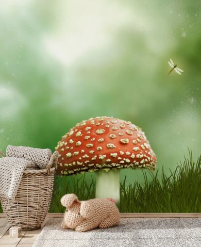 Red and White Toadstool Wallpaper