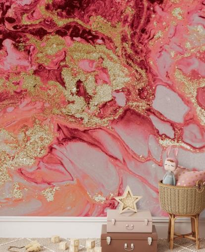 vaaleanpunainen ja kultainen marmorinen taustakuvamaalaus nimeltä Blush Agate Marble, kirjoittanut Lara Skinner makuuhuoneisiin