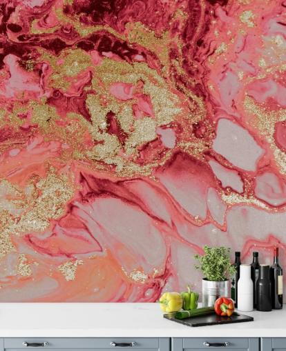 Wandbild aus rosafarbenem und goldenem Marmor namens Blush Agate Marble von Lara Skinner für Schlafzimmer Wandbild aus rosafarbenem und goldenem Marmor namens Blush Agate Marble von Lara Skinner für Schlafzimmer