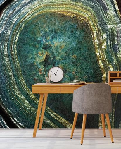 Smaragd-Gold-Achat Wandbild von Lara Skinner