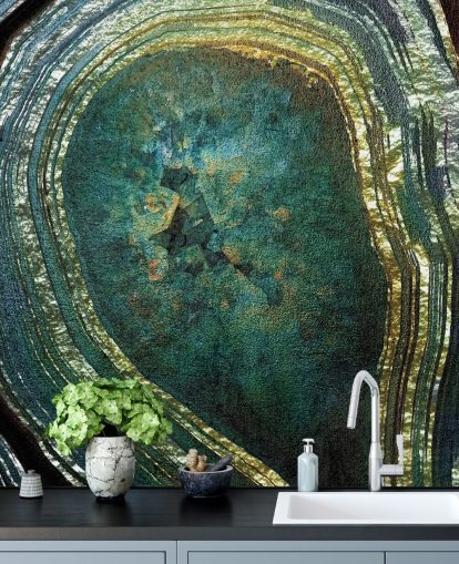 Emerald Gold Agate Mural by Lara Skinner