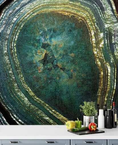 Emerald Gold Agate Mural by Lara Skinner