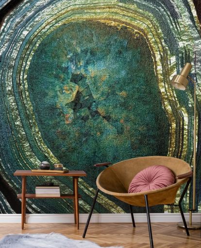 Mural de ágata ouro esmeralda por Lara Skinner