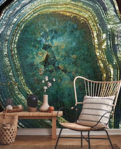 Decorazione murale con agata color smeraldo e oro di Lara Decorazione murale con agata color smeraldo e oro di Lara