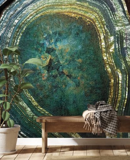 Emerald Gold Agate Mural by Lara Skinner