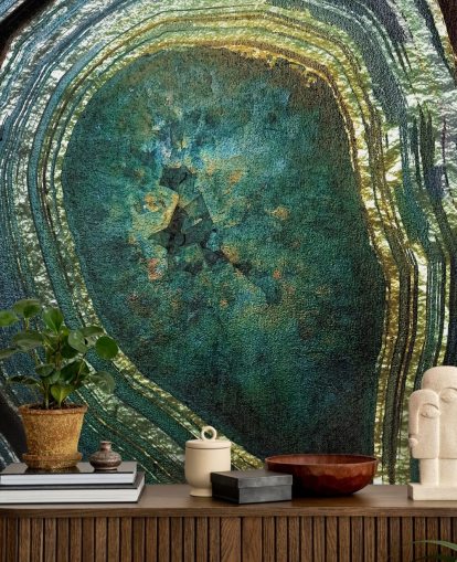 Murale Agate Or Émeraude par Lara Skinner