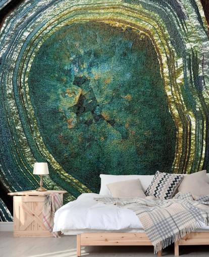 Decorazione murale con agata color smeraldo e oro di Lara
