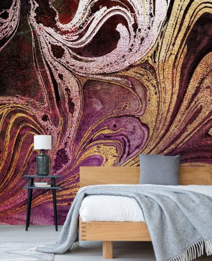 Wandbild aus roségoldenem Marmor namens Marble Gold Streak von Lara Skinner für Schlafzimmer und Wohnzimmer