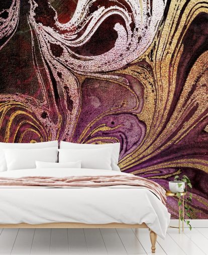 rose gold marble wallpaper mural called Marble Gold Streak by Lara Skinner for bedrooms and living rooms
