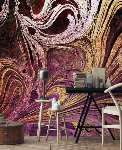 rose gold marble wallpaper mural called Marble Gold Streak by Lara Skinner for bedrooms and living rooms