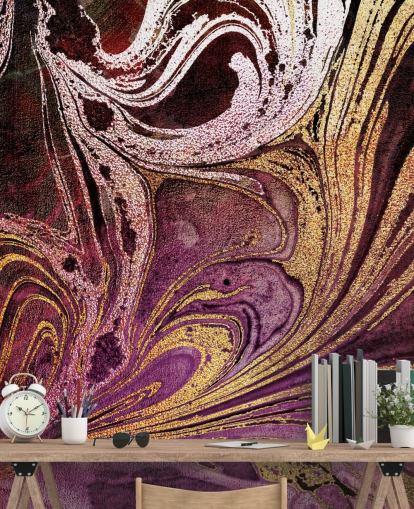 carta da parati murale in marmo oro rosa chiamato Marble Gold Streak di Lara Skinner per camere da letto e salotti
