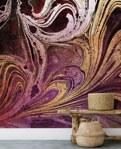 rose gold marble wallpaper mural called Marble Gold Streak by Lara Skinner for bedrooms and living rooms