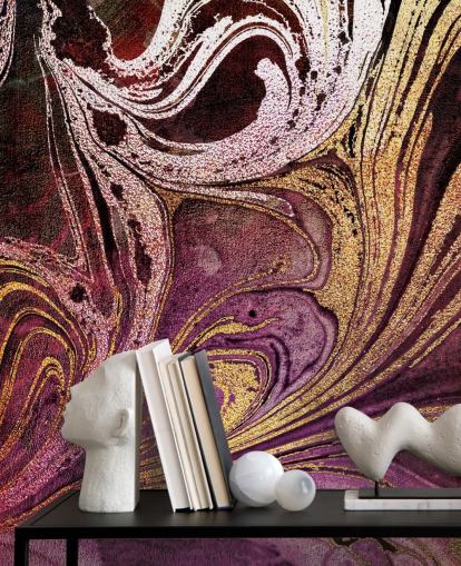 roségouden marmeren behangmuurschildering genaamd Marble Gold Streak van Lara Skinner voor slaapkamers en woonkamers roségouden marmeren behangmuurschildering genaamd Marble Gold Streak van Lara Skinner voor slaapkamers en woonkamers