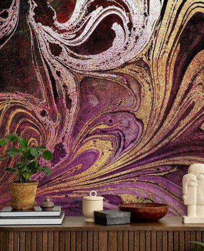 rose gold marble wallpaper mural called Marble Gold Streak by Lara Skinner for bedrooms and living rooms