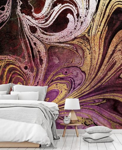 rose gold marble wallpaper mural called Marble Gold Streak by Lara Skinner for bedrooms and living rooms